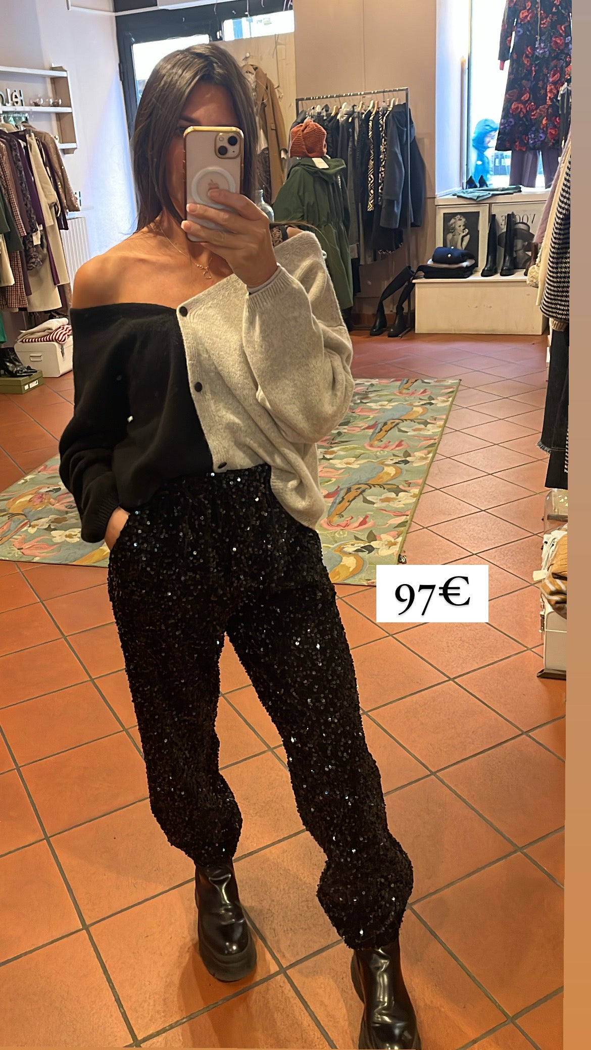 Pantalone paiette nero