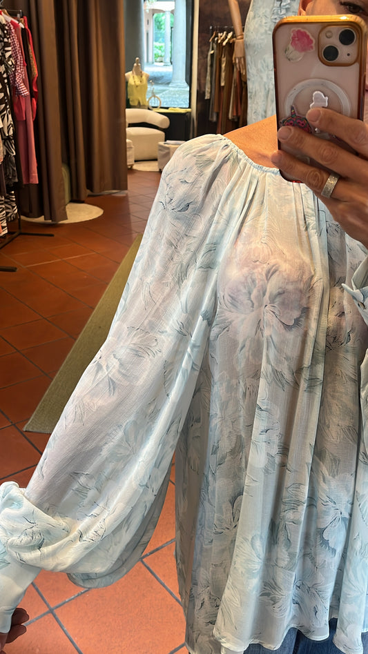 Camicia floreale turchese