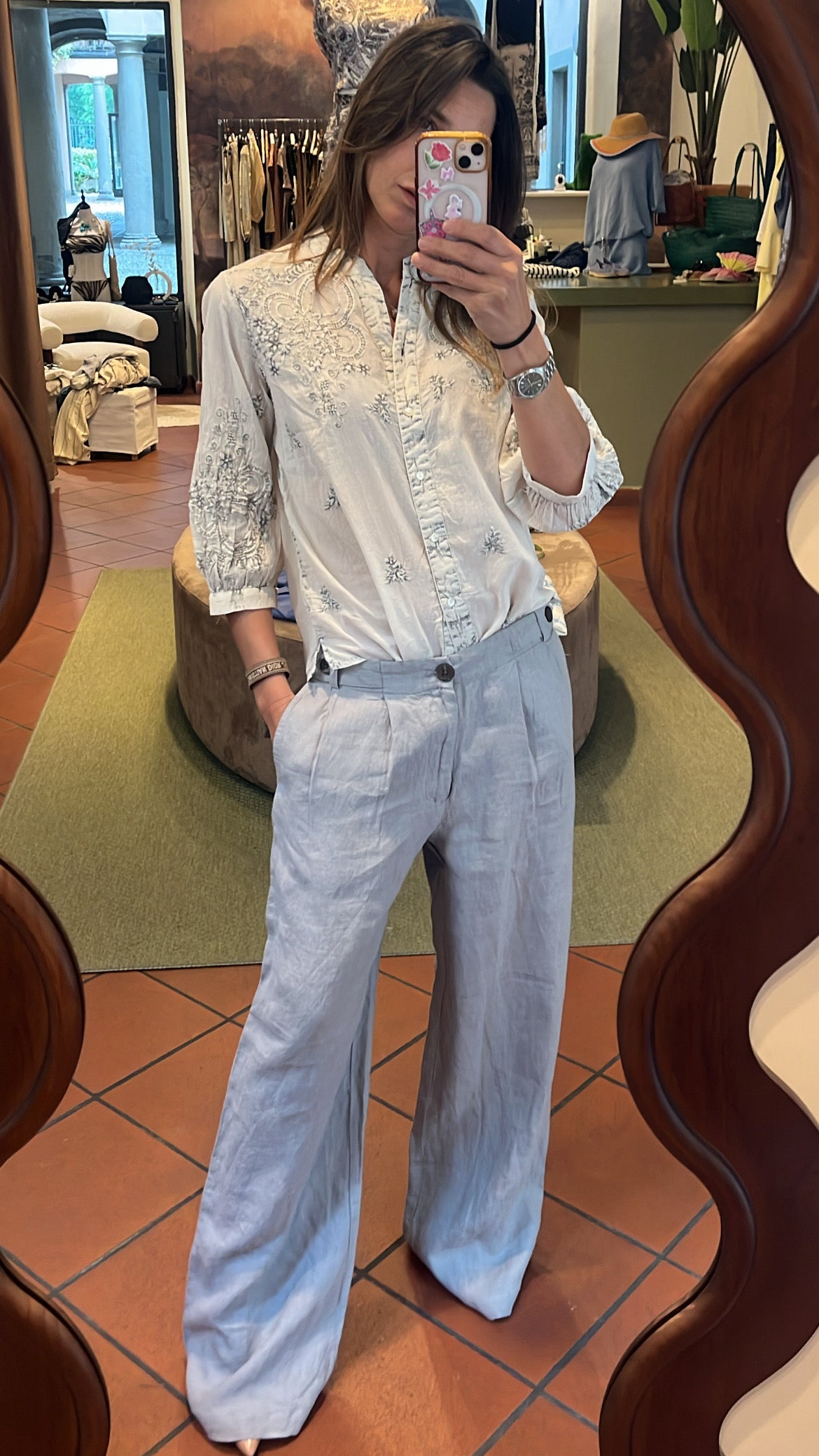 Pantalone lino grigio