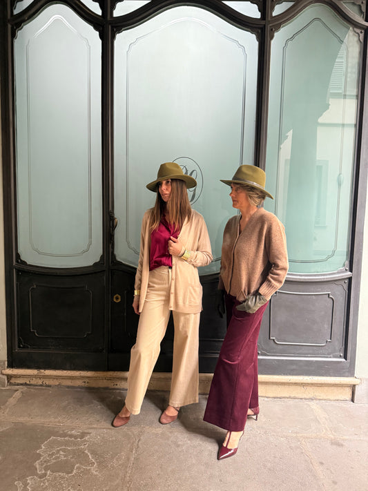 Pantalone velluto bordeaux