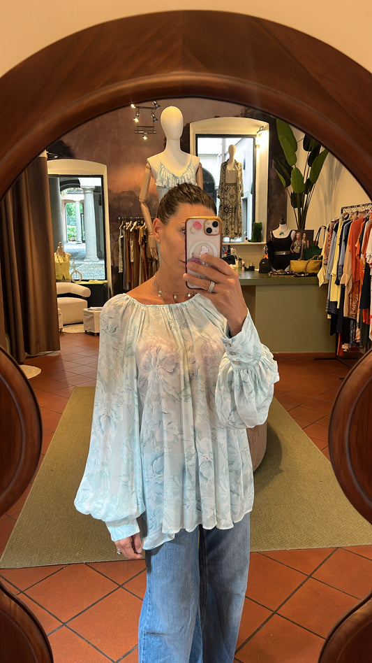 Camicia floreale turchese