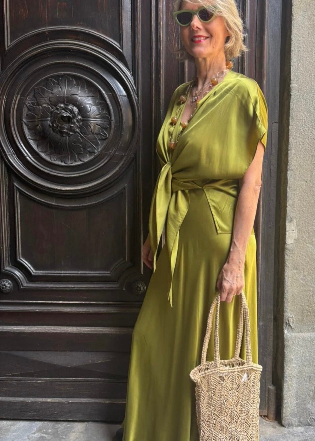 Top raso verde
