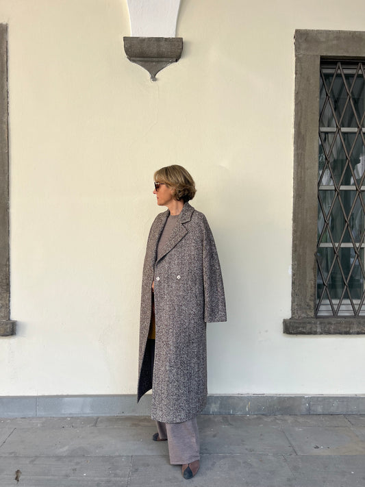 Cappotto spiga nocciola