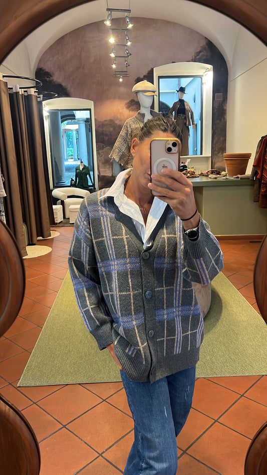 Cardigan quadri verde