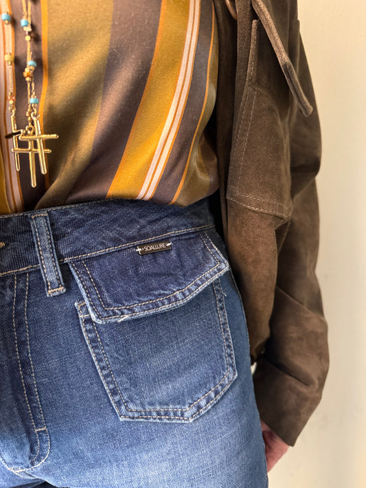 Jeans vita alta con tasca