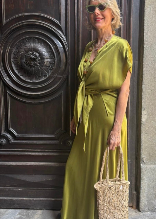 Top raso verde