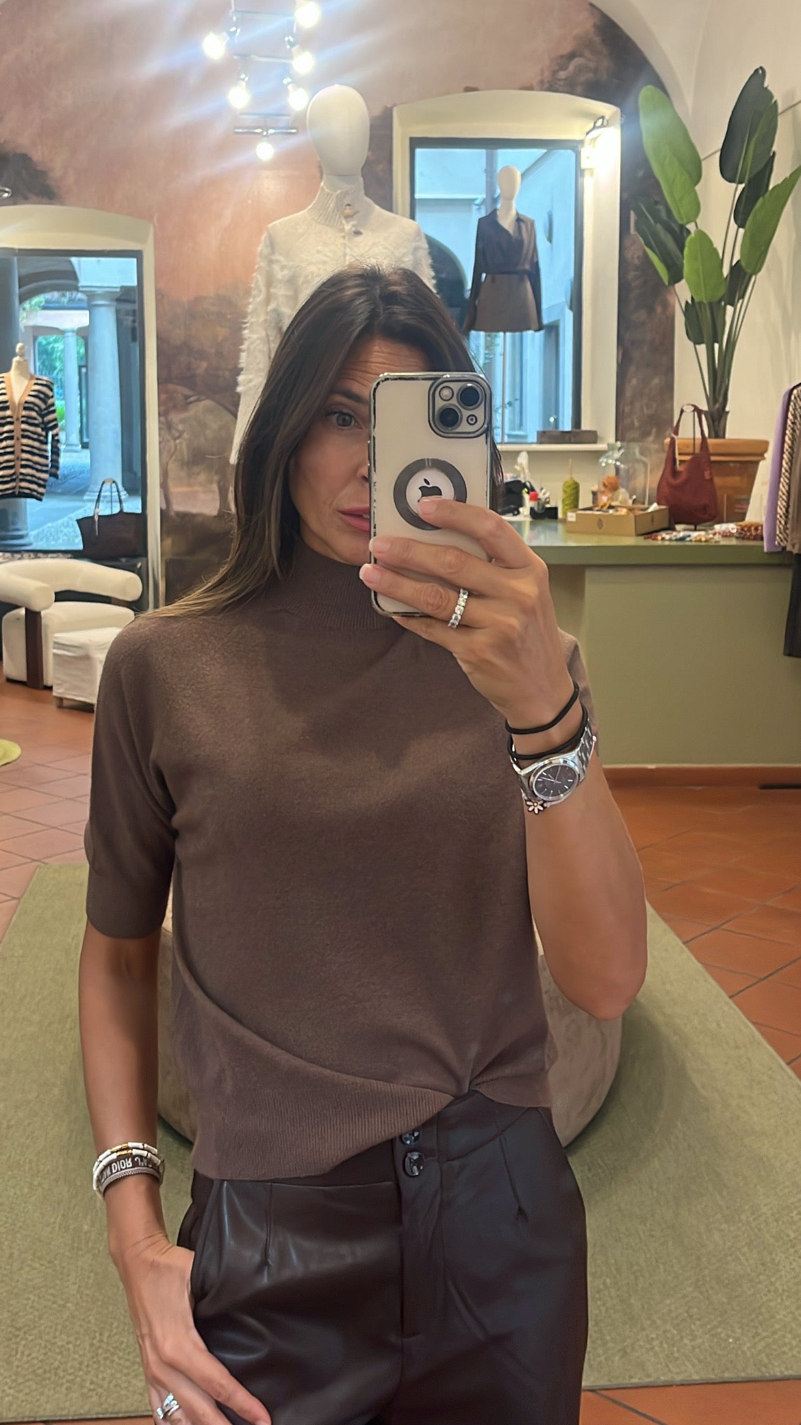 Maglia manicotti cioccolato